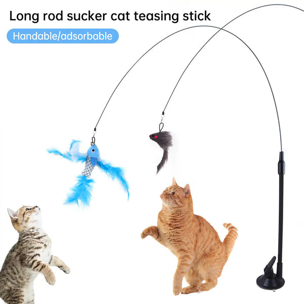 Brinquedo de penas de gato com ventosa